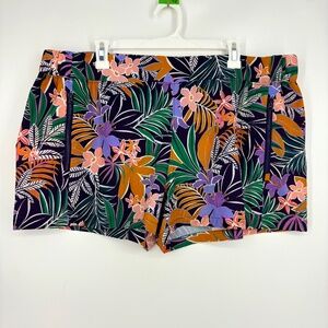 Reel Legends Womens 1X Active Shorts Bold Multi Color Print Zip Pocket 3" Inseam
